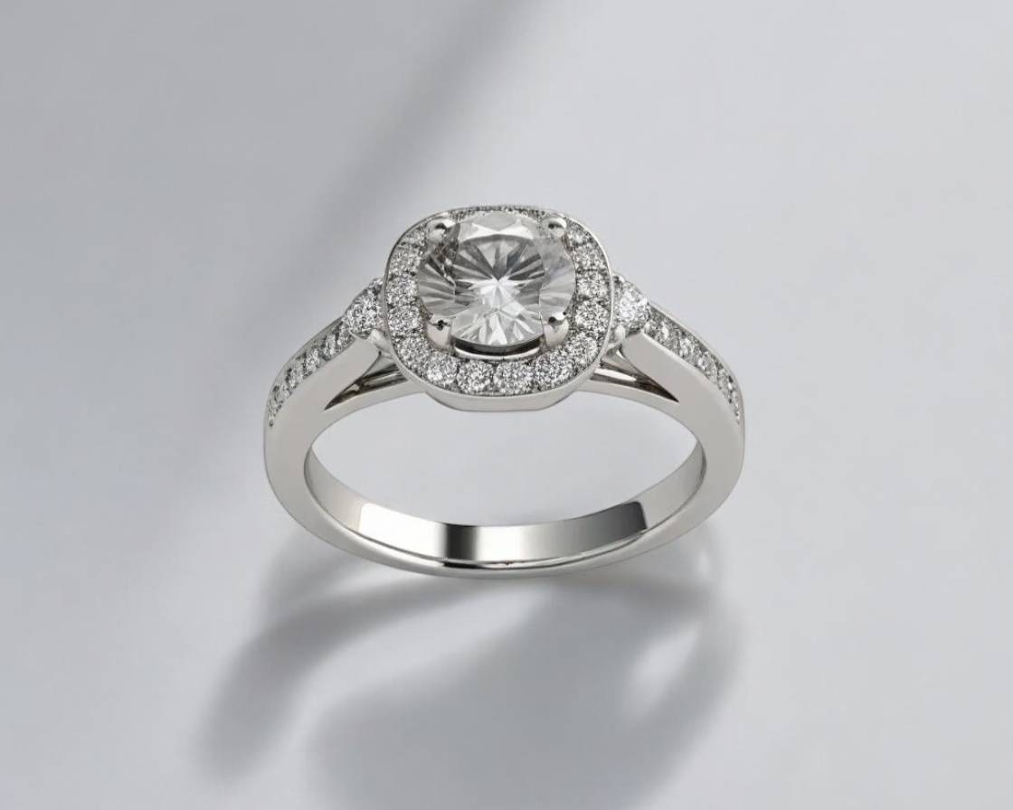 bague fiancaille solitaire pave